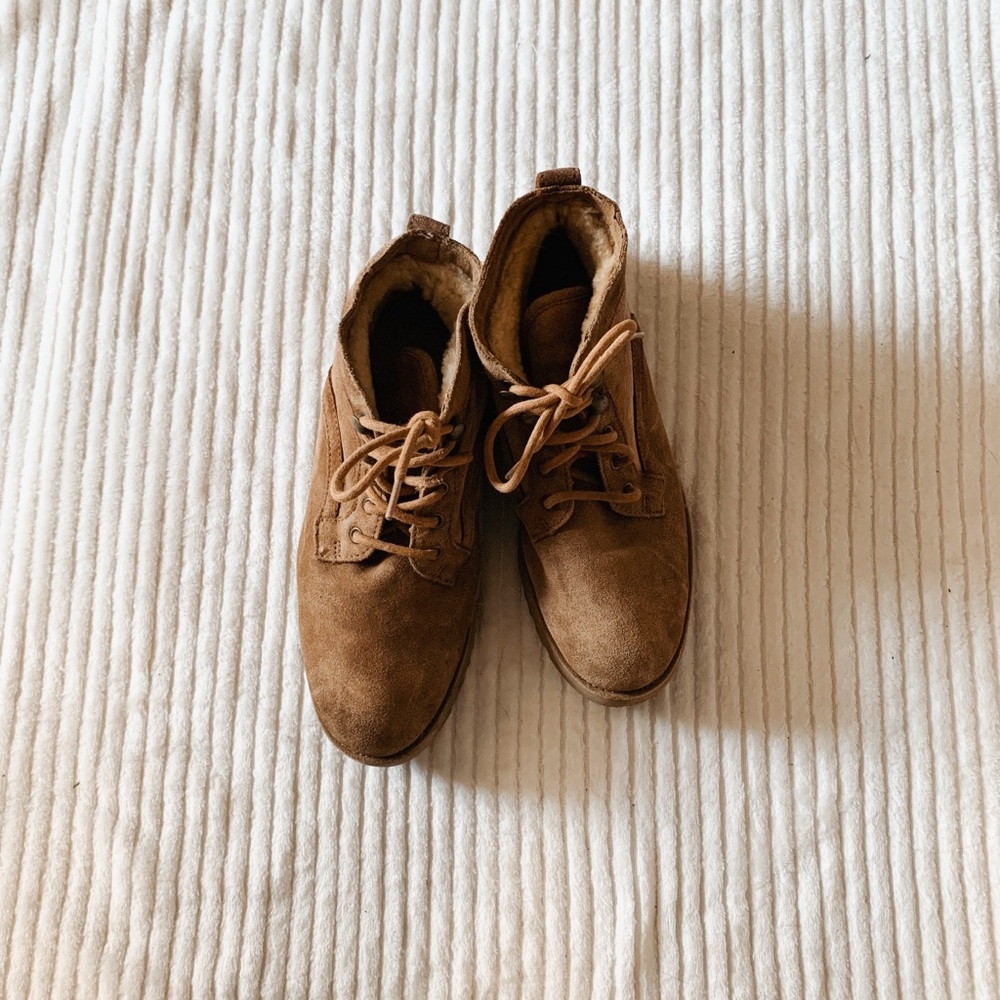 Ugg Sherpa Lined Suede Ankle Boots